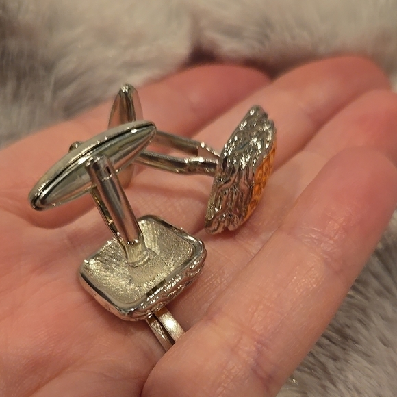 Gold & Silver Color Stainless Steel Cuff Links Brand New In Box - Picture 2 of 5